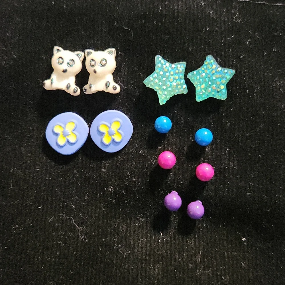 Colorful Kids Stud Earrings Set
